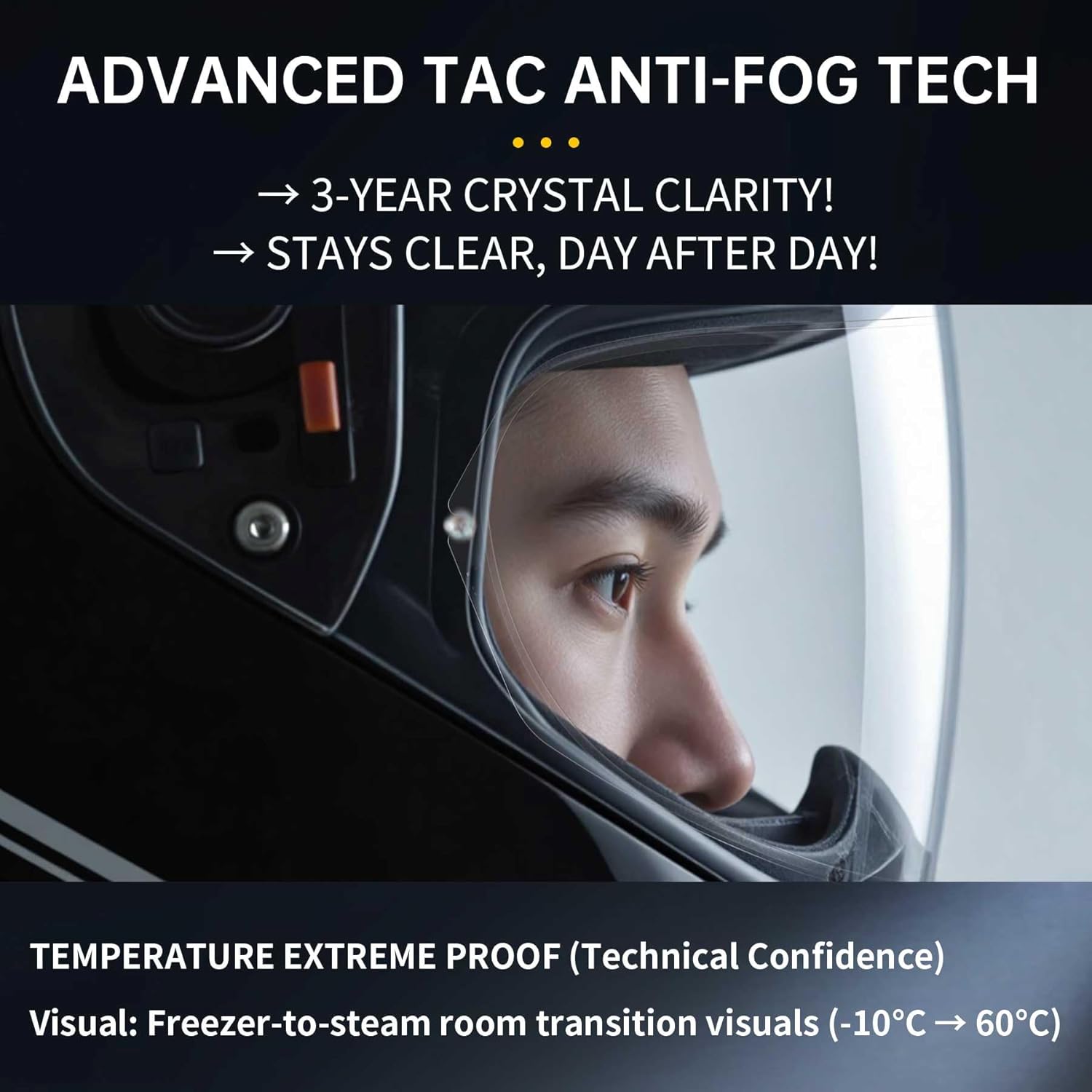 Universal Motorcycle Full Face Helmet Shield Fog Resistant Lens, Clear Visor Insert Anti-Fog Film Waterproof Sticker