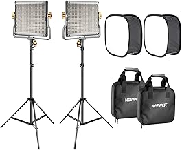 Neewer 2-Pack 480 LED Video Light Lighting Kit: Dimmable Bi-Color LED Panel(3200-5600K, CRI 96+), 75-Inch Light Stand and Softbox Diffuser for Photo Studio Product Portrait, YouTube Video Photography