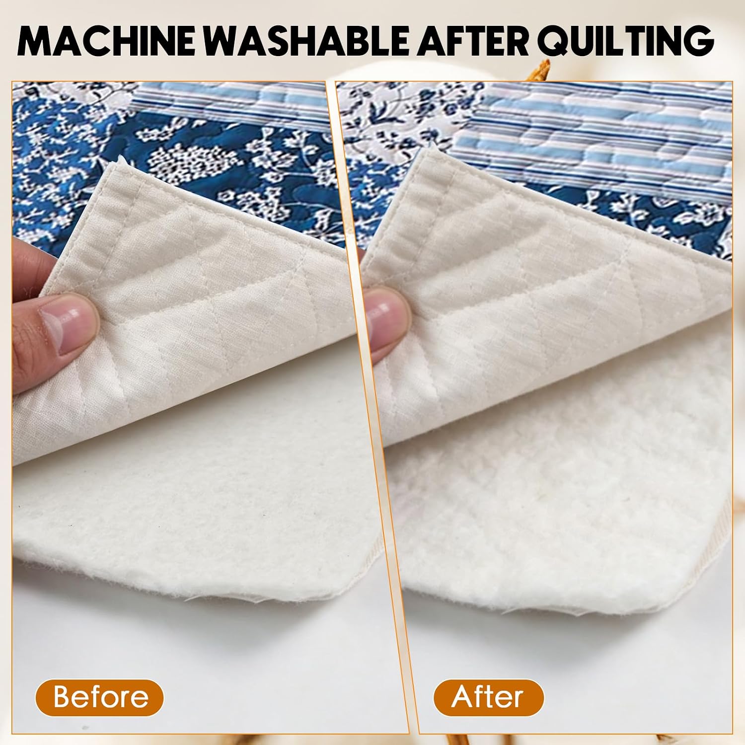 Natural Cotton Quilt Batting 60 × 60 Inches 200gsm