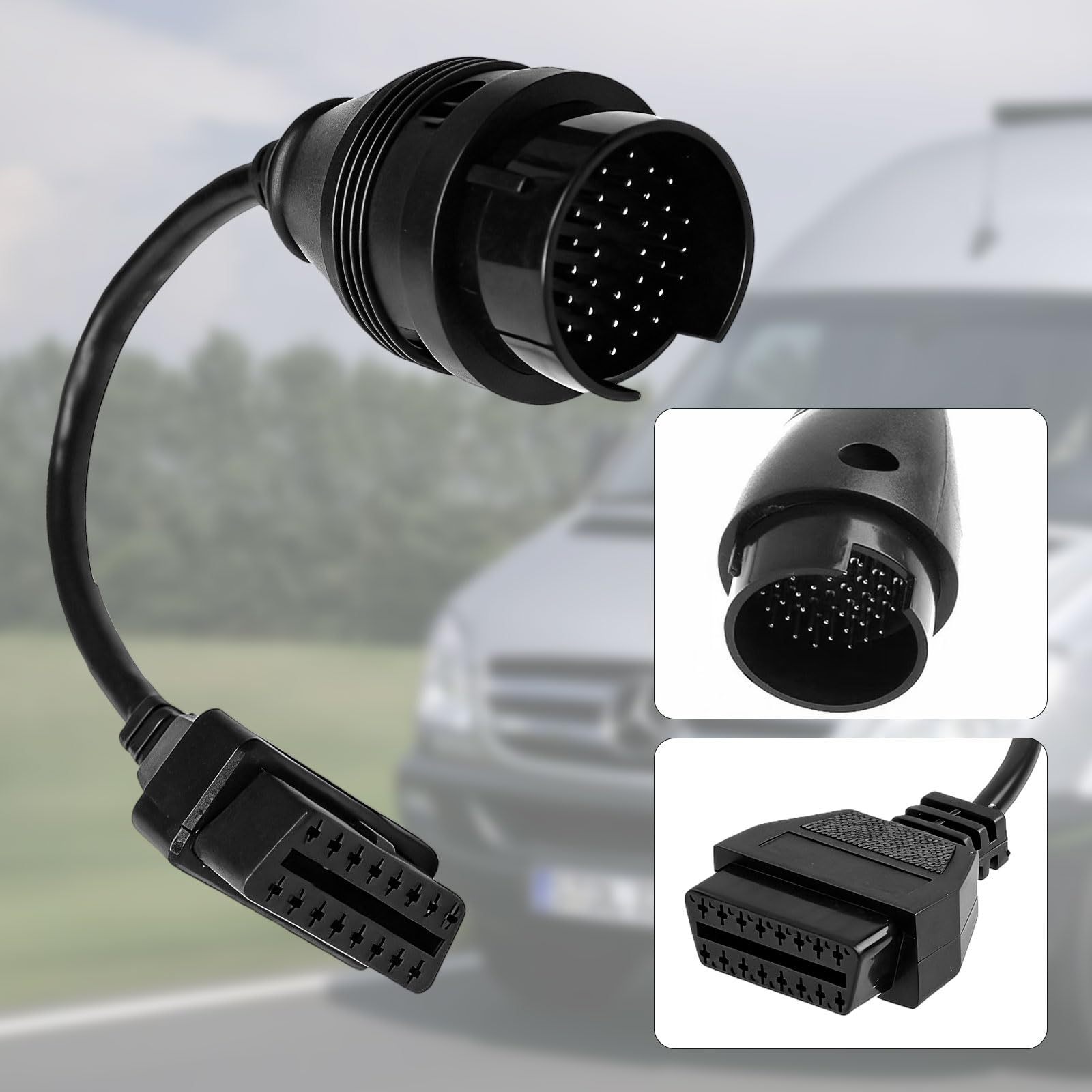 GIONAR Adaptateur de Diagnostic OBD1 vers OBD2, 38 Pin à 16 Pin Connecteur, Compatible avec Mercedes-Benz Modèles Classiques Tels Que W124 W140 W201 W202 W210 R129, Câbles TPE,Branchez et Utilisez