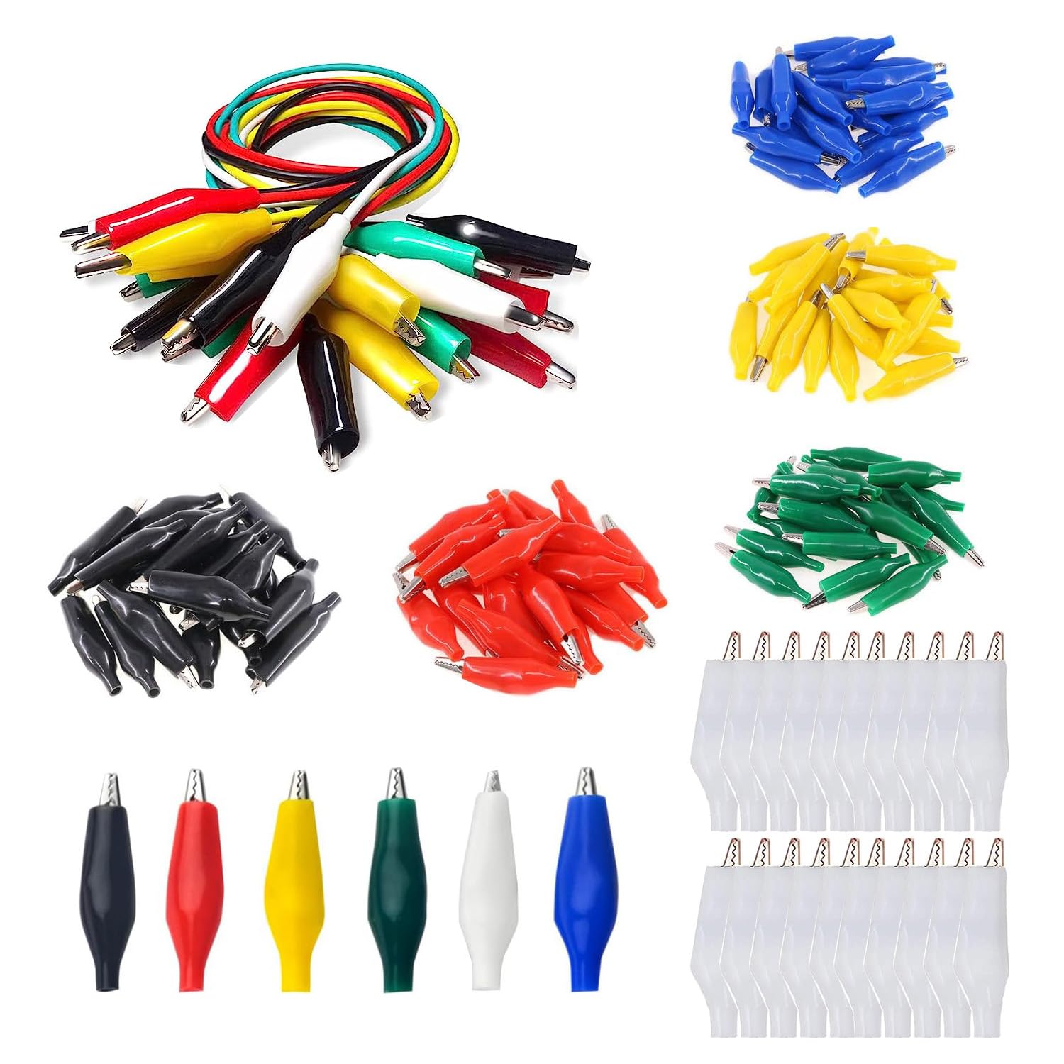 Lot De 50 Pinces à Alligator 35 Mm – Multicolores Avec Isolation PVC, Pour Tests Électriques Et Connexions Circuits