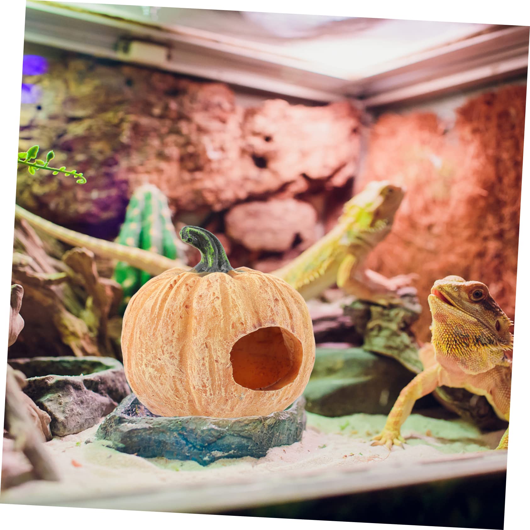 HANABASS 4stücke Kürbisförmige Aquarium Höhle Aus Resin Dekoratives Versteck Für Fische Und Garnelen Für Aquarien Und Terrarien Natürliche Handgefertigtes Spiel Und Rückzugsort