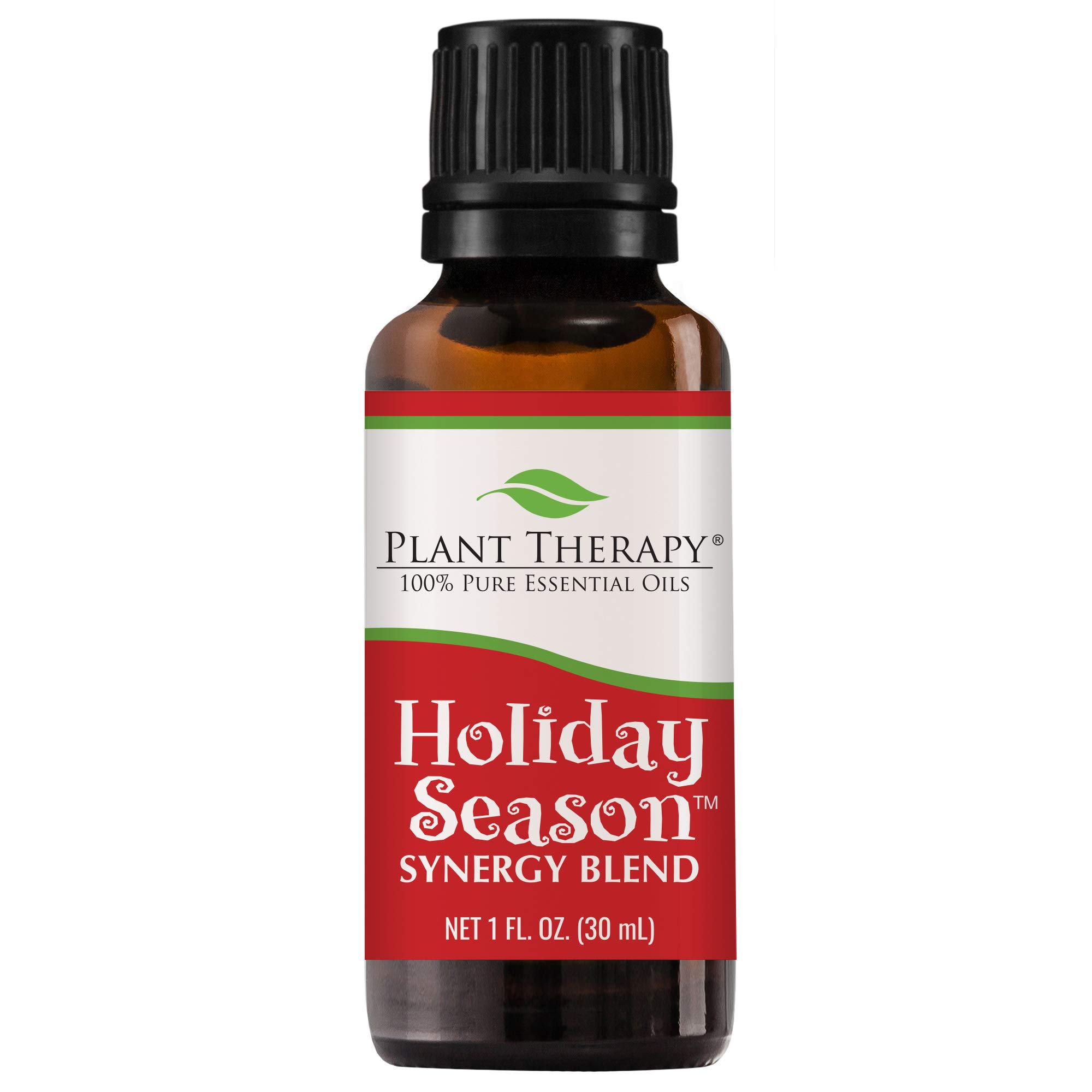 Plant TherapyHoliday Season Synergy Essential Oil Blend. 100% Pure, Undiluted, Therapeutic Grade. Blend of: Sweet Orange, Cinnamon Bark, Ginger and Nutmeg. 30 ml (1 oz).
