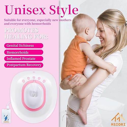 Miniatura 2 de Bañera eléctrica para hemorroides, baño de asiento para asiento de inodoro, lavabo de cuidado posparto, kit de baño profundo para mujeres,