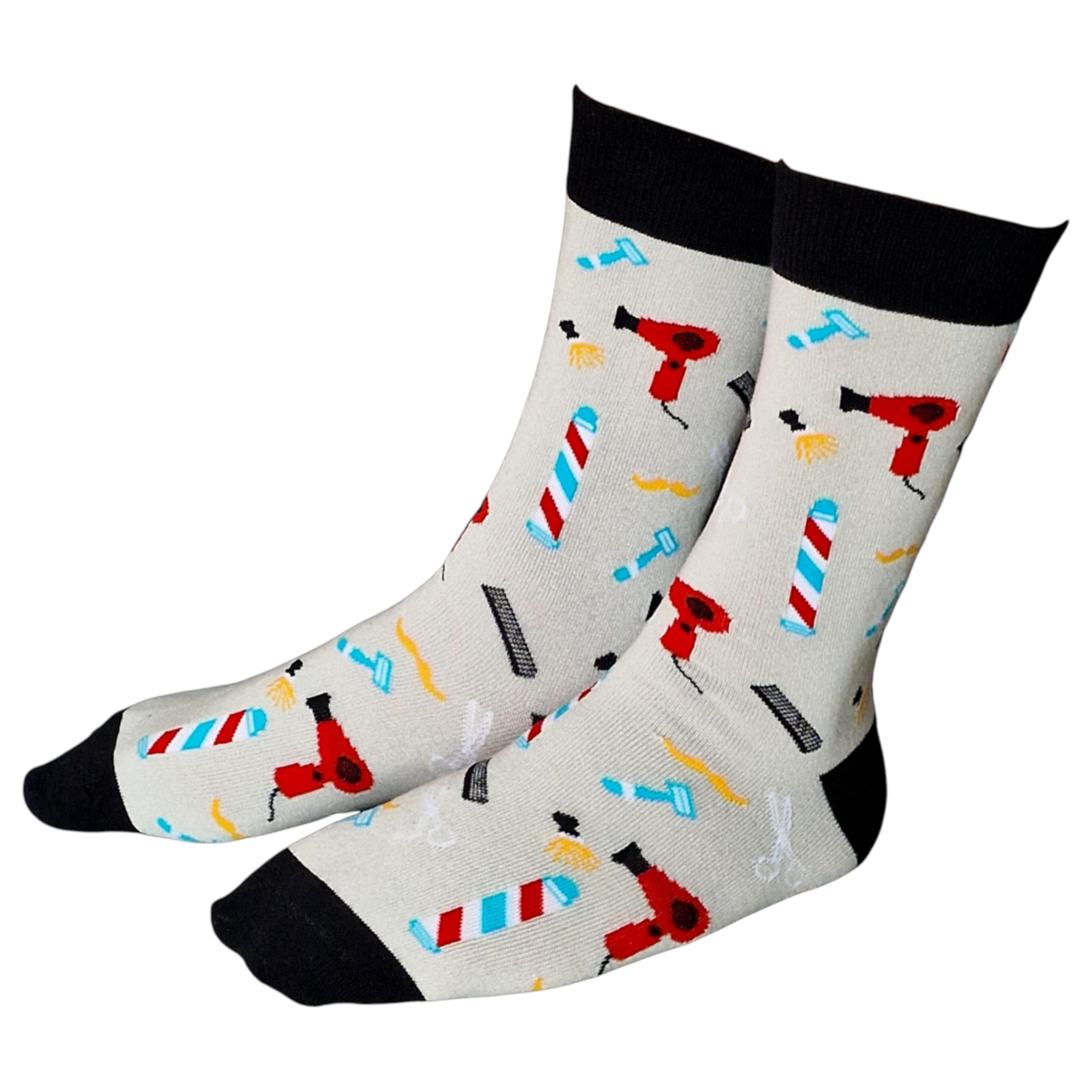 Sock Shack Men's Grey Barber Pole Salon Vintage Hipster Hairdresser Socks One Pair