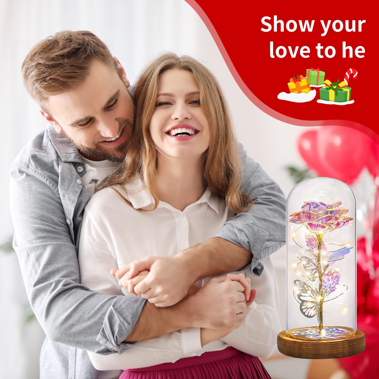 Seachrgif Rosa Eterna,Regalo Natale Donna Regali per Moglie, Madre, Sorella, Cognata, Migliore Amica, Suocera e Amica, Compleanno, Matrimonio,San Valentino,Ringraziamento, Idea Regalo di Natale