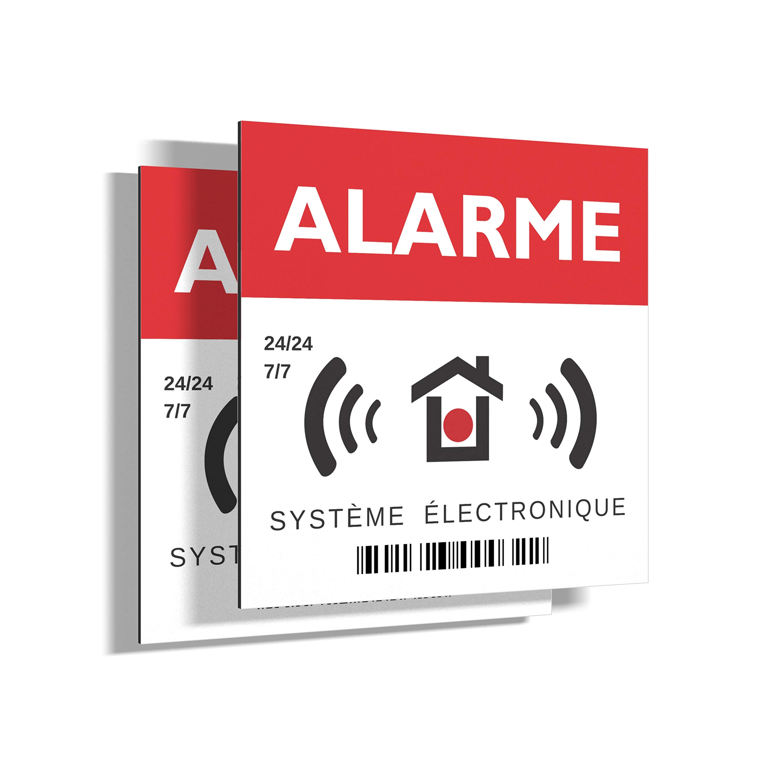 2 x Rigid Panels Alarm - Square 15cm - Very Strong - Aluminium (Non PVC) - For Surveillance / Camera - for Wall Posts, Barrier