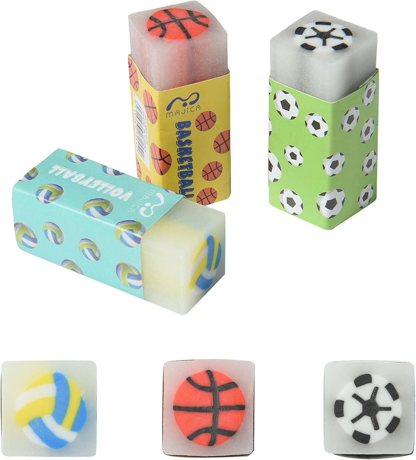 HILAZA 18Pcs Cute Sports Ball Erasers for Kids Bulk, Fun
