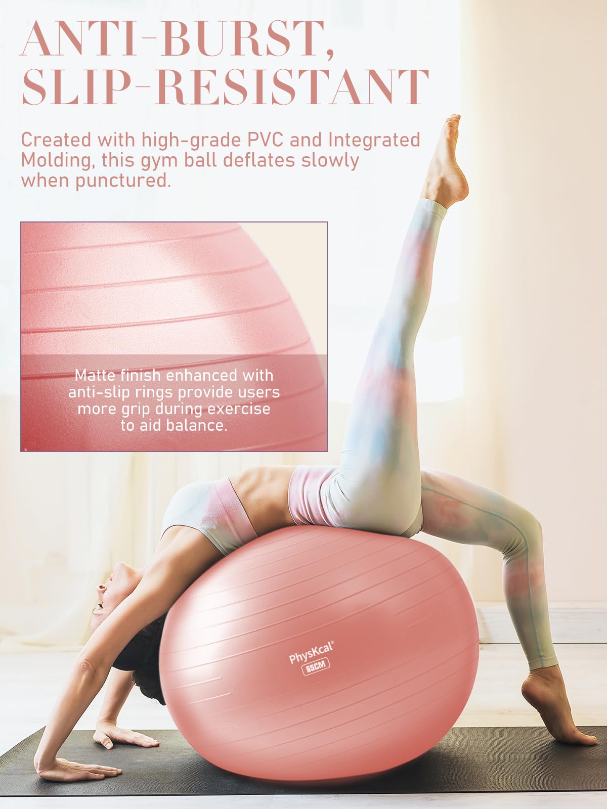 PhysKcal Gymnastikball und 23 cm Pilatesball Set, Anti Burst Gymnastikball, Anti-Rutsch-Sitzball, Balanceball, Yogaball für Zuhause, Fitnessstudio und Büro