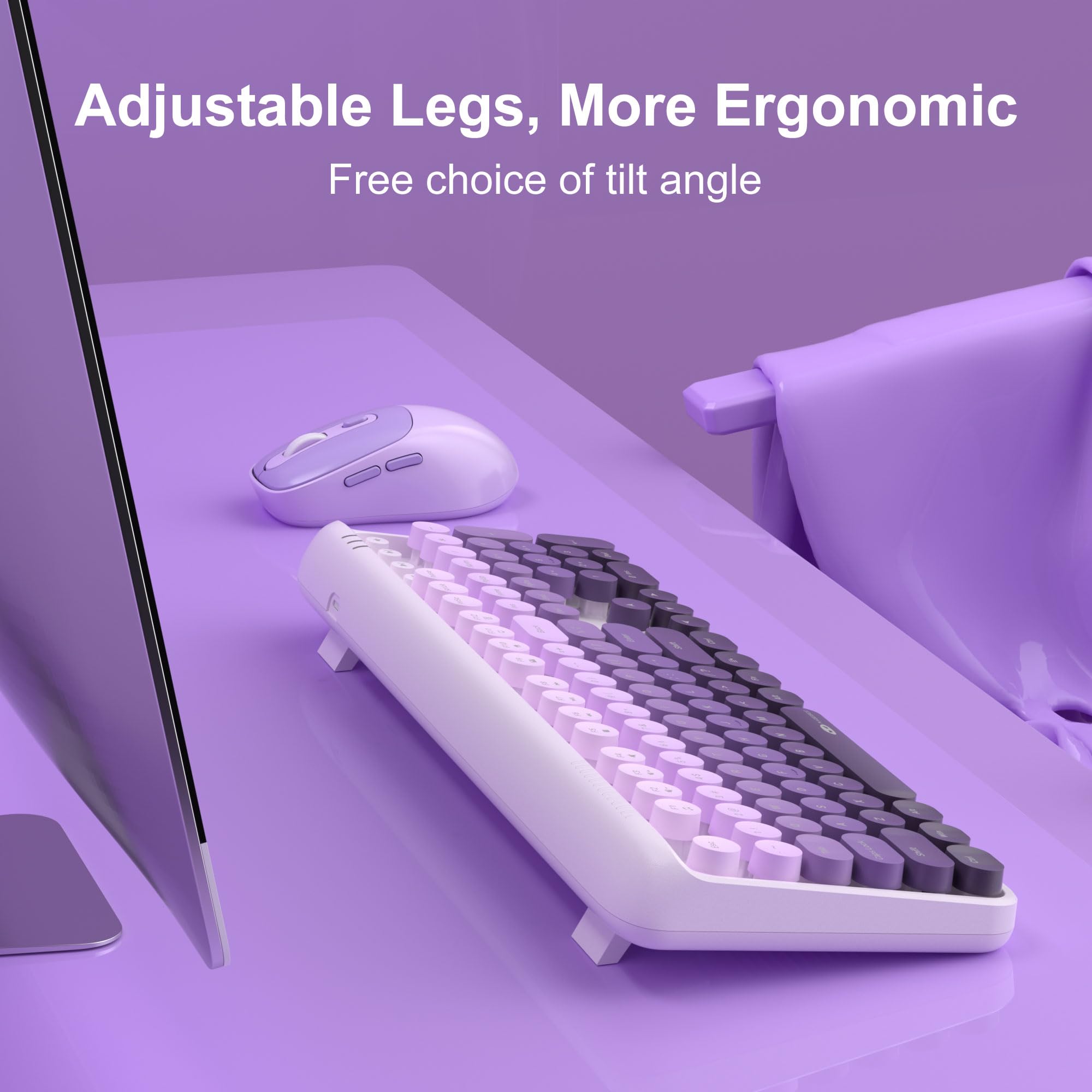 Snapklik.com : Wireless Keyboard And Mouse Combo Round Keycaps Retro ...