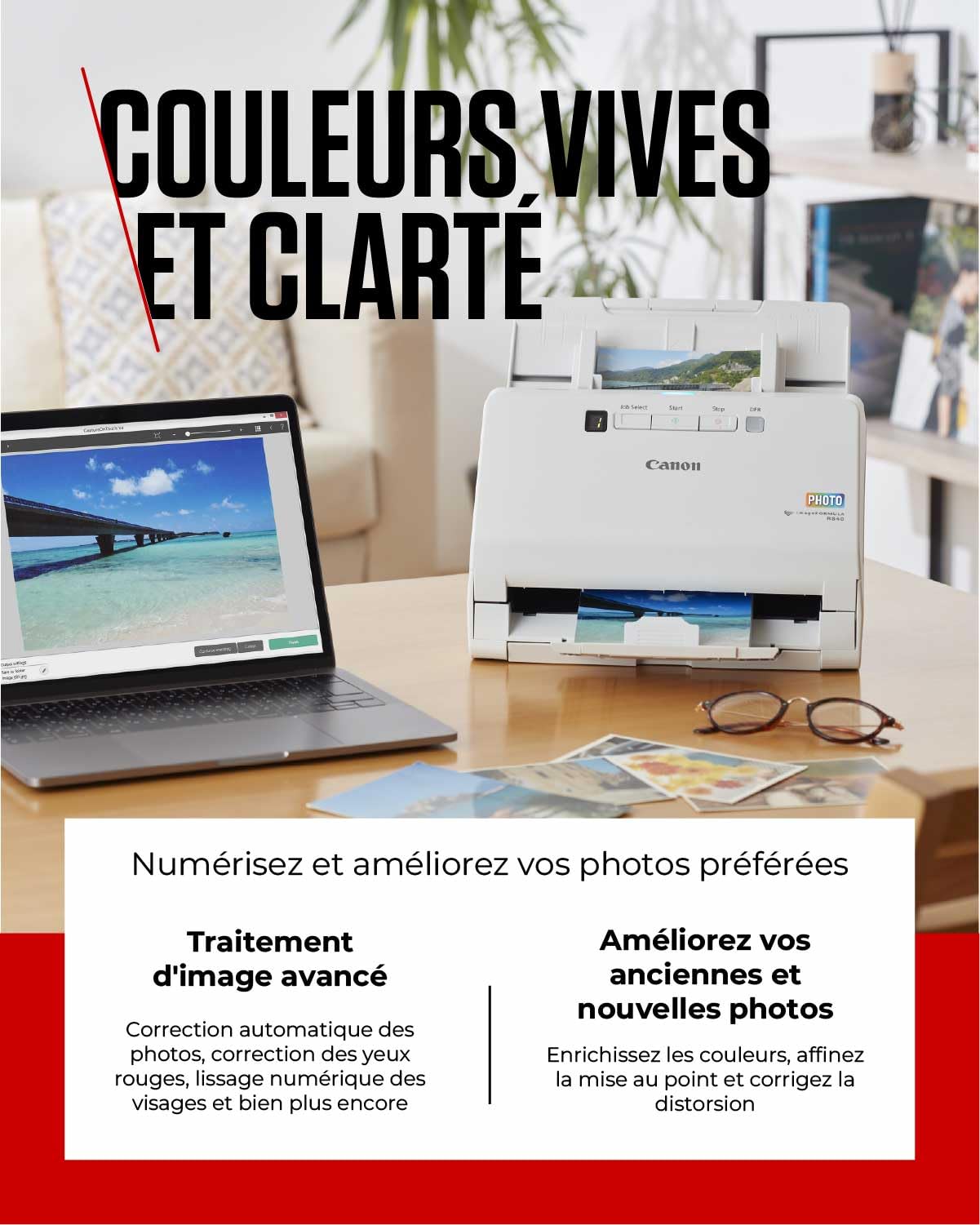 Canon imageFORMULA RS40 Scanner photo et document, recto verso, alimentation USB, pour maison et bureau, correction automatique des photos, correction des yeux rouges, logiciel CaptureOnTouch de Canon