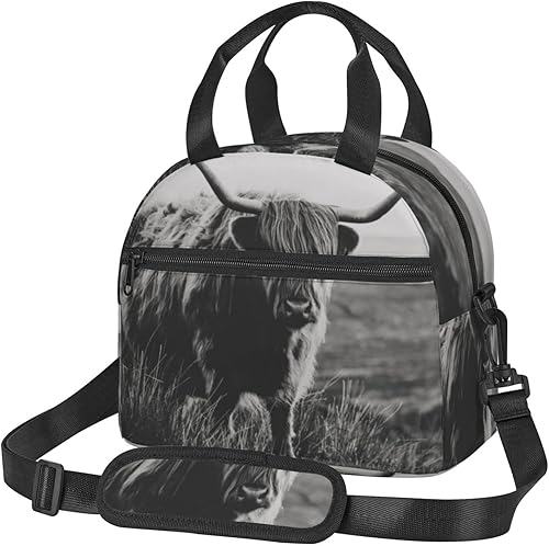 Juoritu Highland Cattle - Bolsa de almuerzo aislada con correas, lonchera para mujeres y hombres, bolsa impermeable para viajes de oficina
