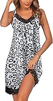 Vista 1 de Ekouaer - Camisón de lencería para mujer, con cuello en V y encaje, suave, para dormir