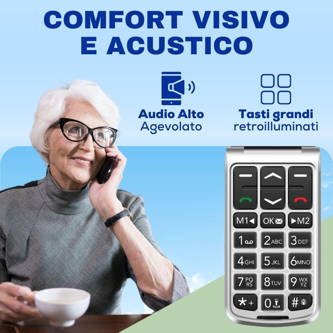 SAIET VANTO Cellulare per Anziani Facile da Usare, Display 2.4" a Colori