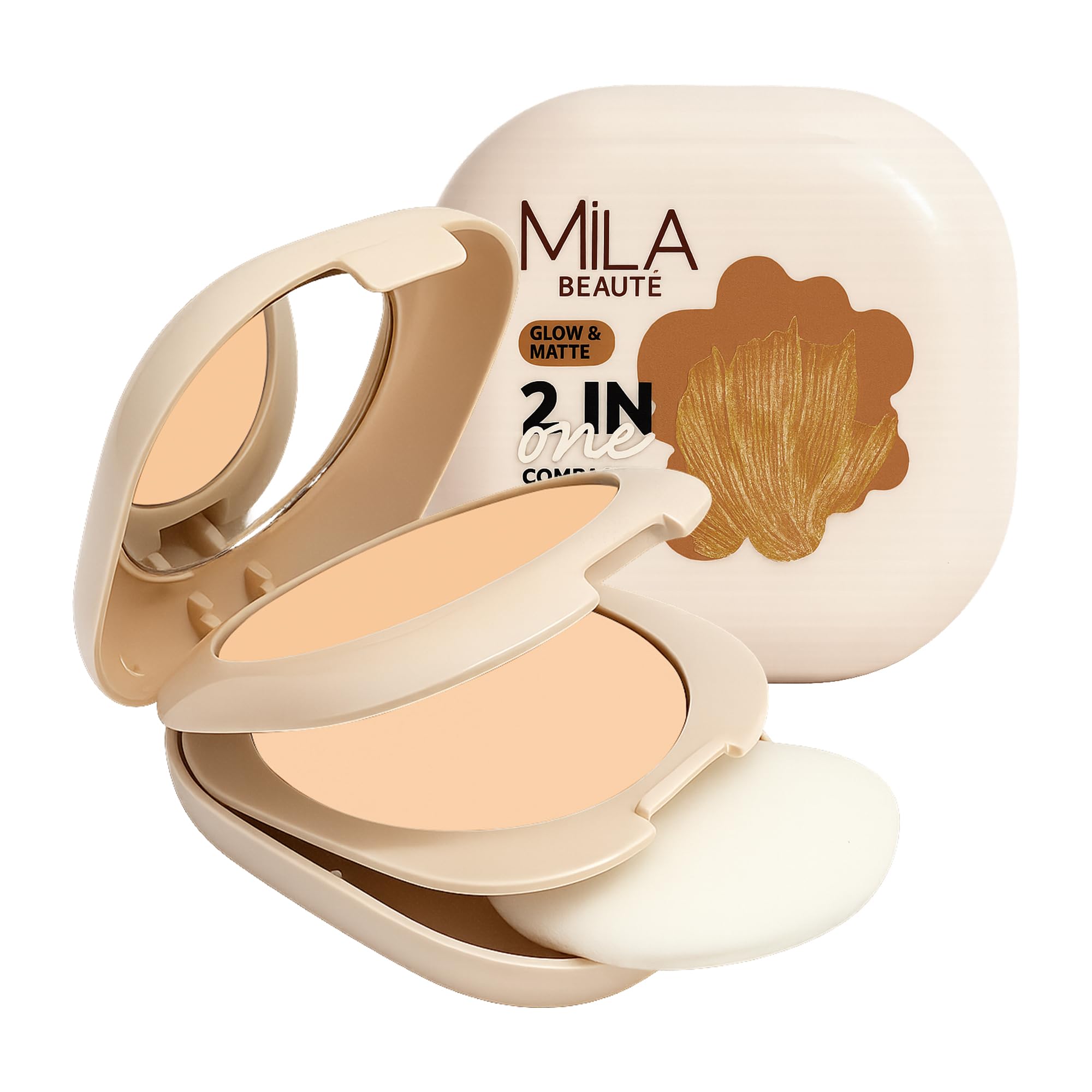 Mila Beaute Glow & Matte 2-in-1 Compact I SPF 15 I Full Coverage & Smooth Finish I Weightless I All Day Freshness (Beige)-image-12