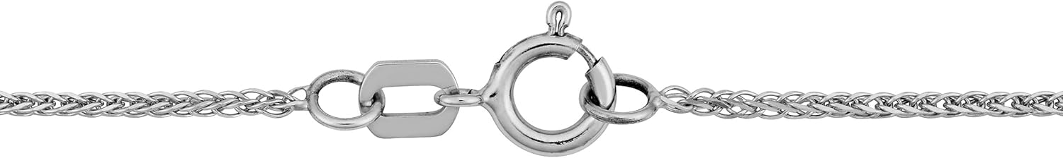 Kooljewelry Solid 14k White Gold 1 mm Square Wheat Chain Necklace (16, 18, 20, 22, 24 or 30 inch)