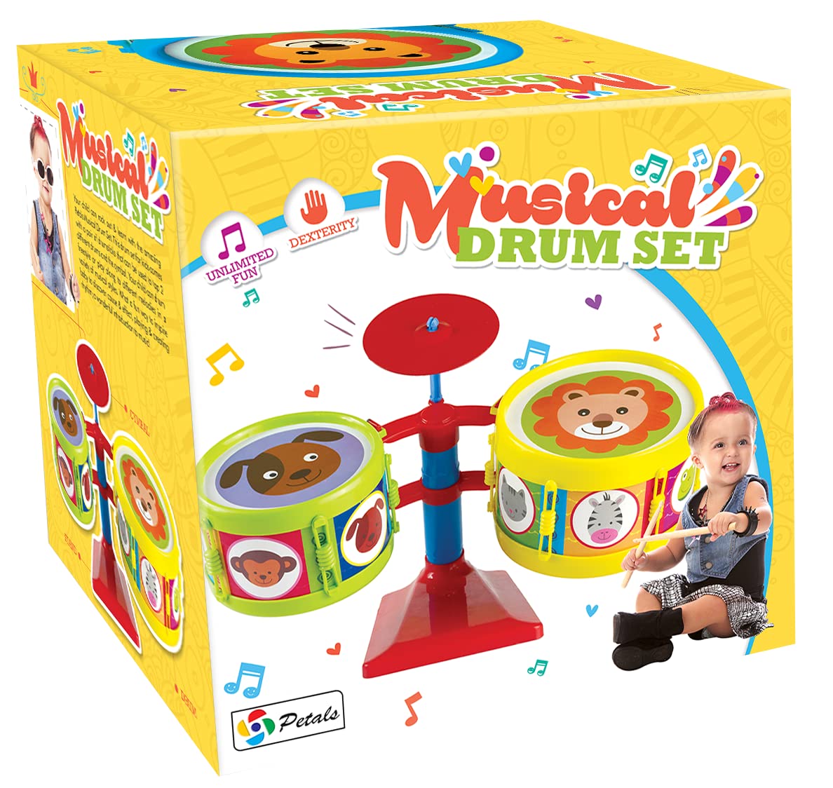 TOY FUN Musical Drum Set for Kids 2 Drums and 1 Cymbal Age 3 Years and Above - Image 8 thumbnail