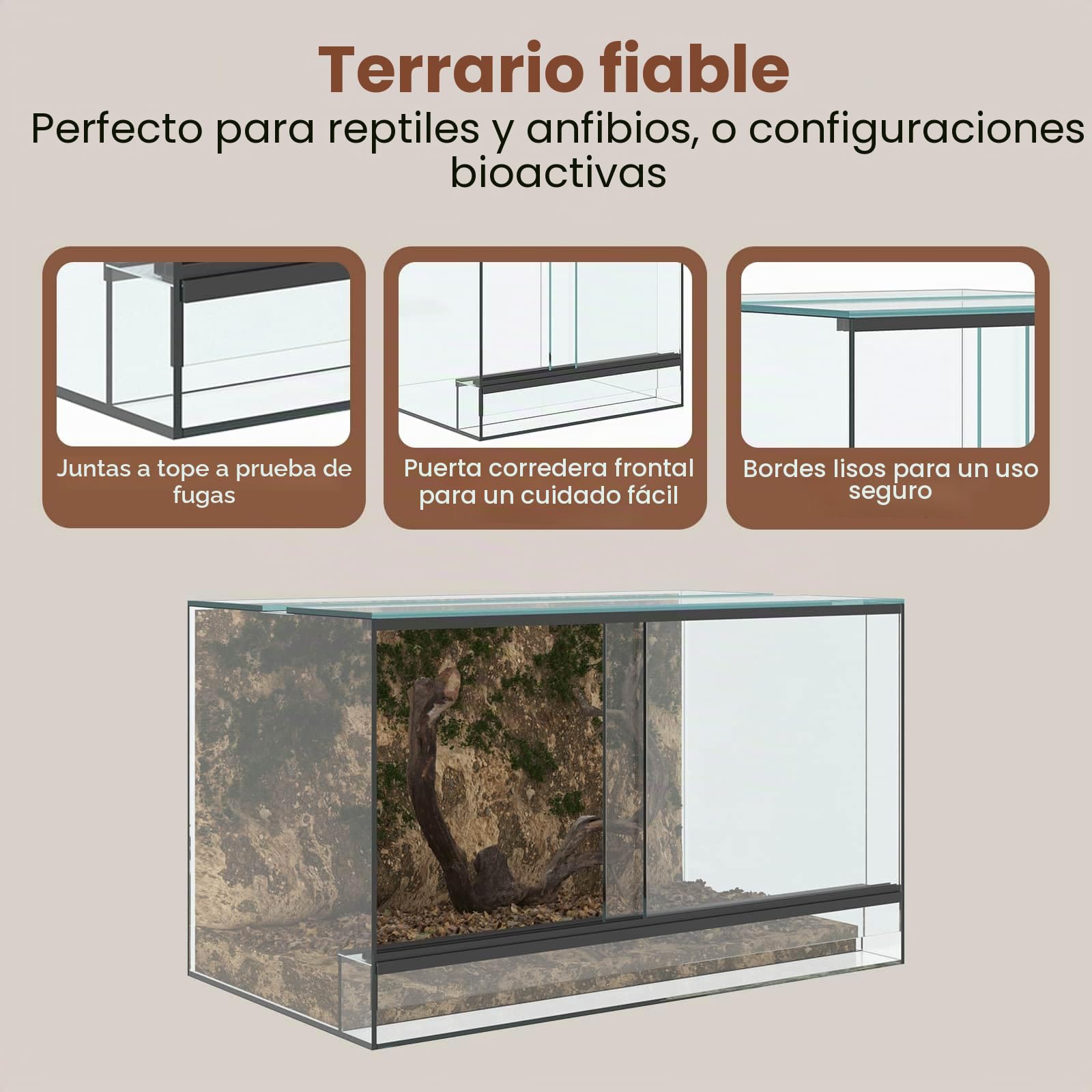 vidaXL Terrario Transparente 50 x 30 x 30 cm Cristal, Terrario de Vidrio Moderno, Refugio Resistente, hábitat 360°, hogar Transparente para Animales