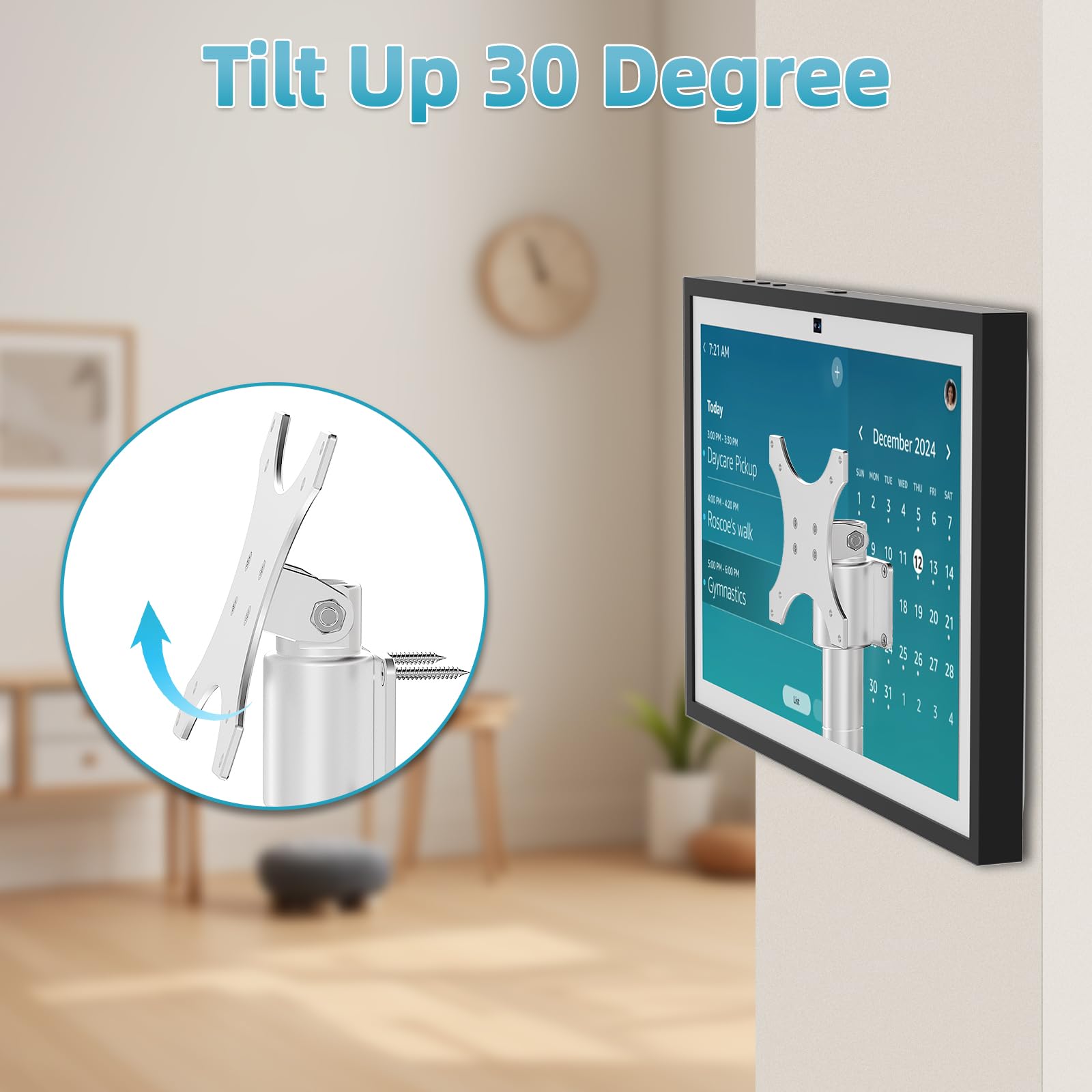 Letlar Wall Mount for Show 15/21, Adjustable Tilt & Swivel Mount, Heavy Duty Aluminum Bracket, Easy Installation, Cable Management, Suitable for Show 15(1st, 2nd) & 21 (Silver)