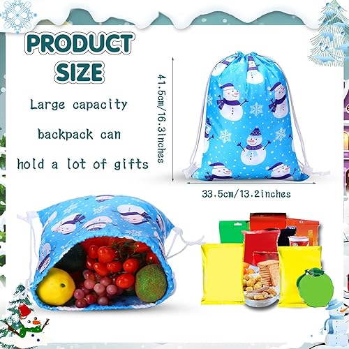 Miniatura 9 de 12 bolsas de regalo con cordón de Navidad bolsas de regalo de Navidad bolsas de regalo de Papá Noel árbol de Navidad copos de nieve de invierno