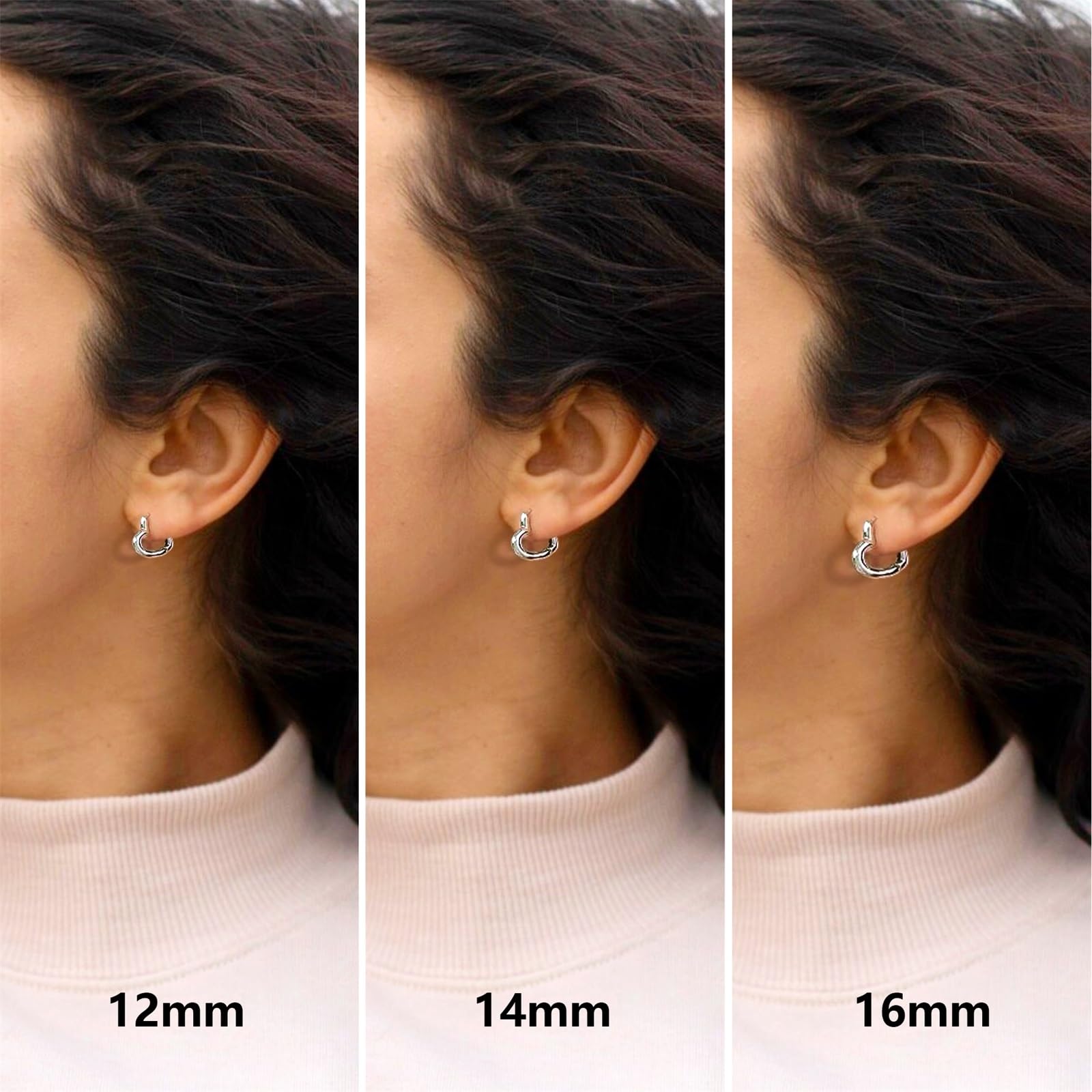 ALEXCRAFT 4 Paia Orecchini a Cerchio Argento 925 in Oro 14K/Oro Ipoallergenici per Fori Multipli con Confezione