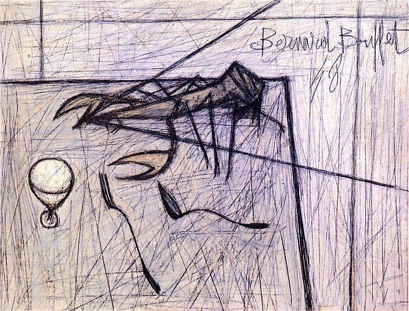 Affiche Bernard Buffet Nature Morte au Homard peinture rétro de 60x70cm pour salon