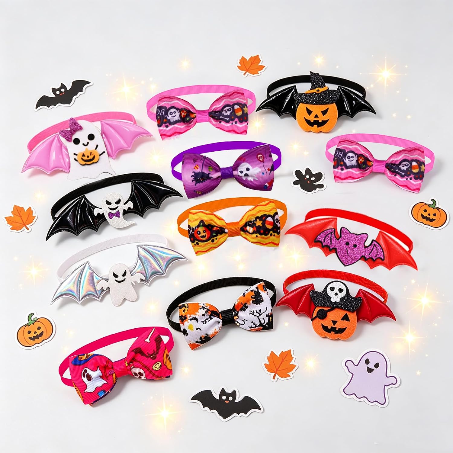 Mruq 50 Pcs Halloween Dog Collar & Bows for Small Medium Puppies image 4