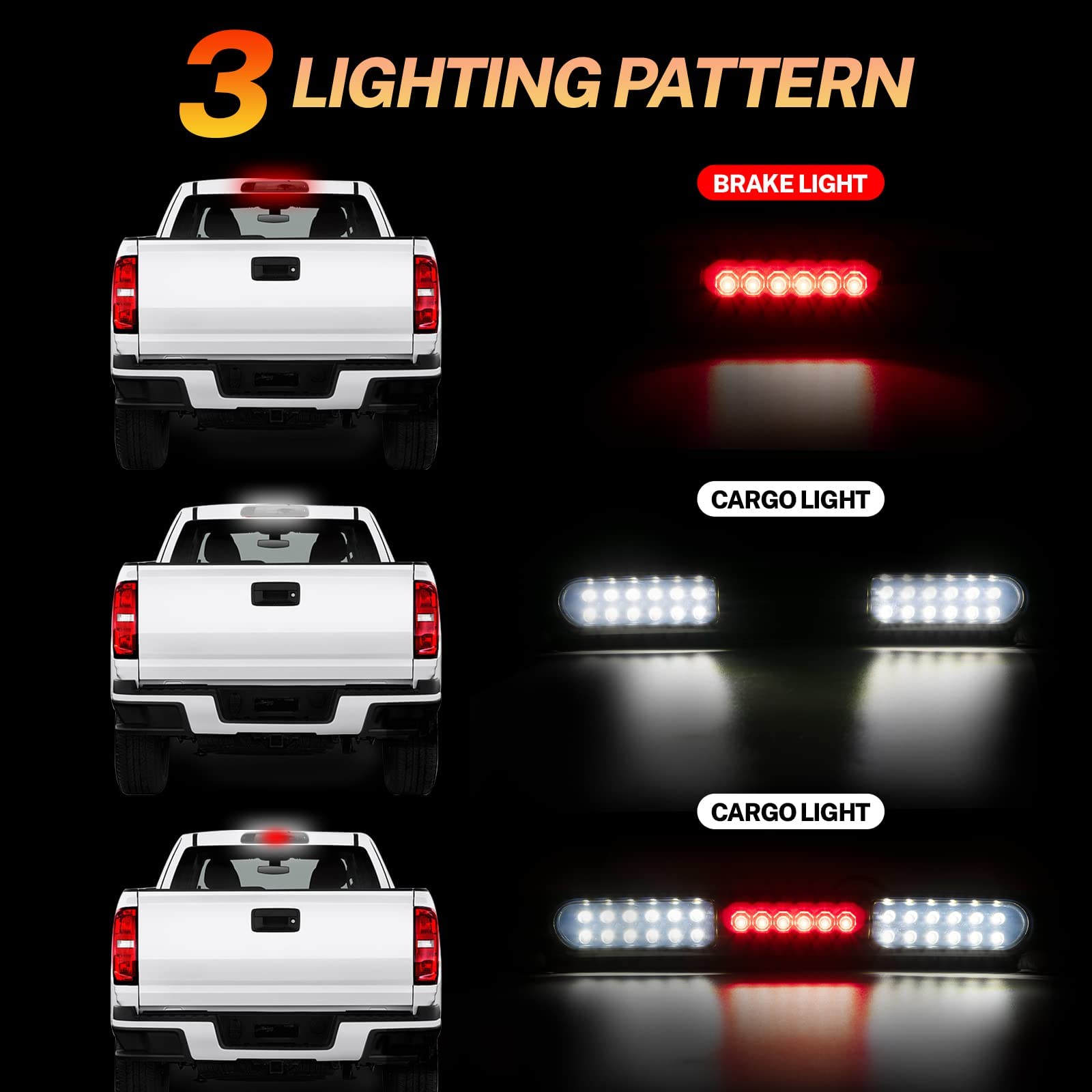 AUTOXBERT 3rd Brake Light for 1997-2003 Ford F150/ 2004 Ford F150 Heritage/ 1997 1998 1999 Ford F250 LED High Mount Stop Third Brake Light, OEM# XL3Z13A613AA (Chrome Housing Smoke Lens)