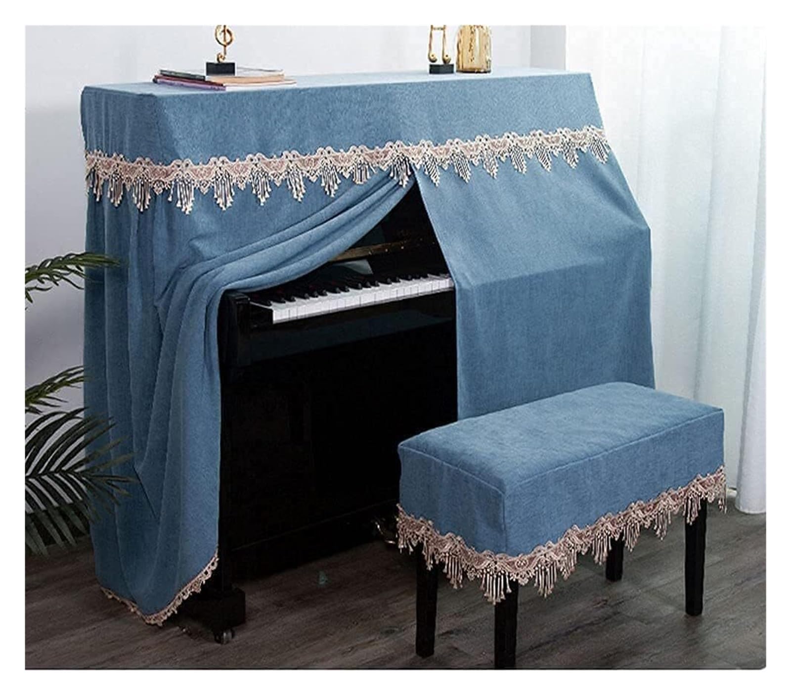 Copertura superiore per pianoforte verticale, spessa, a prova di sedia (blu, doppia copertura)