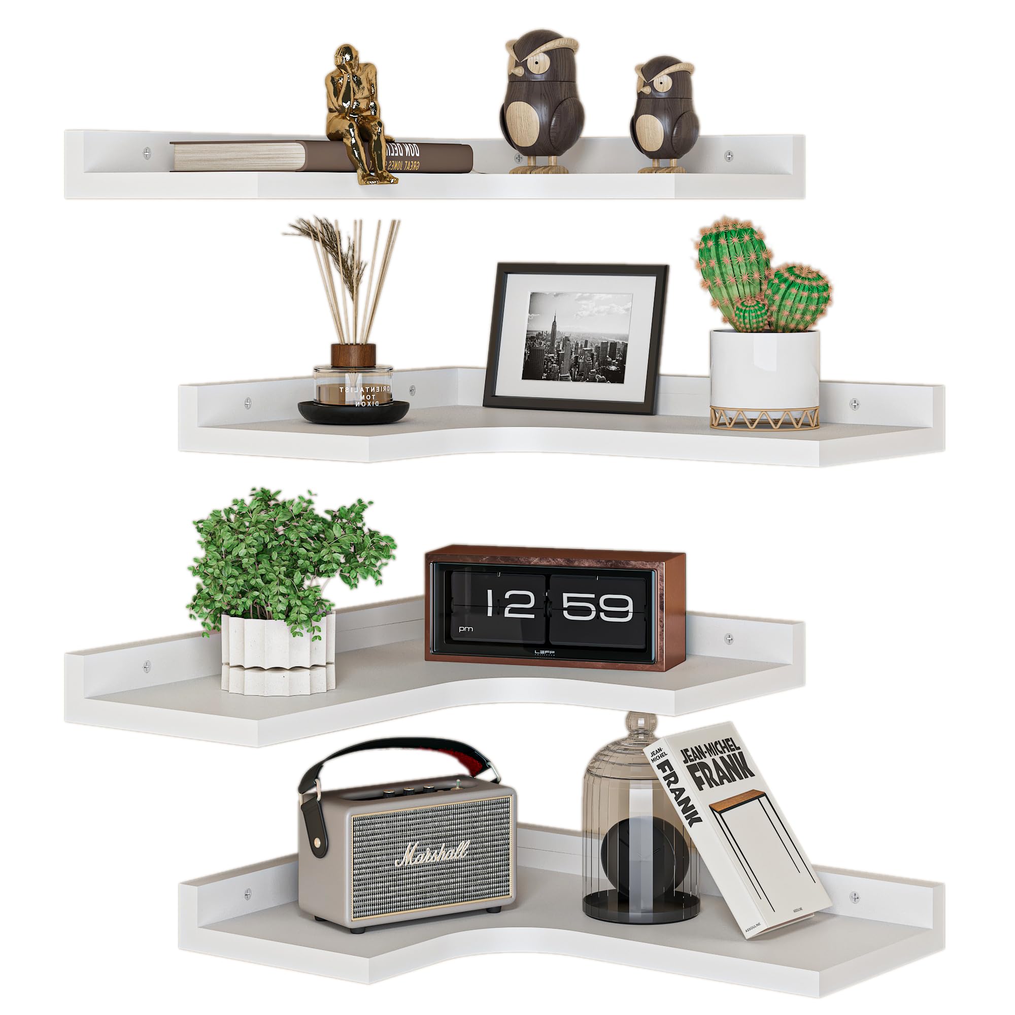 Étagère D'angle Flottante | Étagère De Rangement Gris 35x35x3,8 Cm MDF Cfw485335 90679072
