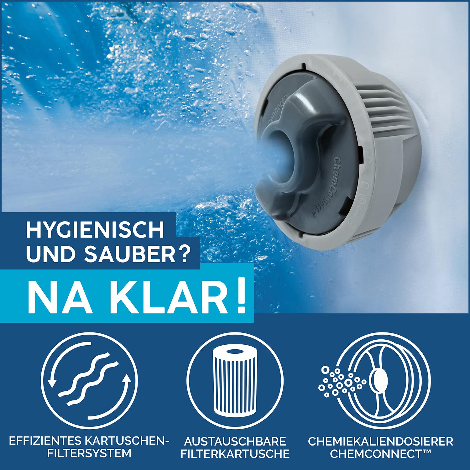 Bestway® Lay-Z-SPA® Vancouver AirJet Plus™ WiFi Whirlpool, 155 x 60 cm, mit App-Steuerung, 3-5 Personen, rund, Stein-Optik | mit App-Steuerung, 3-5 Personen, rund, Stein-Optik