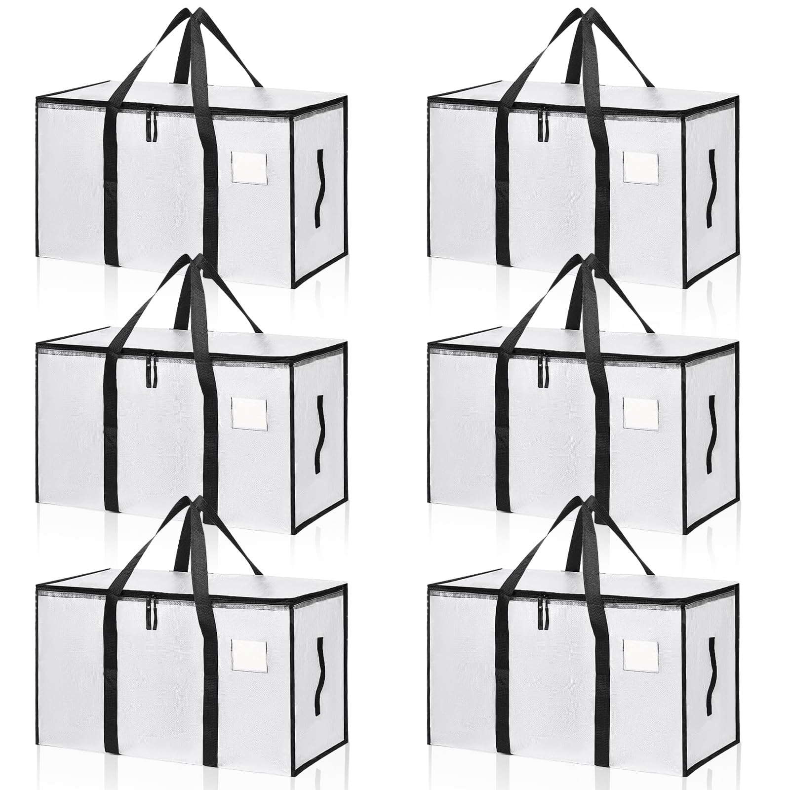 Set da 6 Borse Trasloco 90L Impermeabili con Cerniera e Maniglie Rinforzate, Borse di Stoccaggio Pieghevoli per Vestiti, Trapunte e Viaggi, Alternative a Scatole di Cartone (Trasparente, 6 Pezzi)