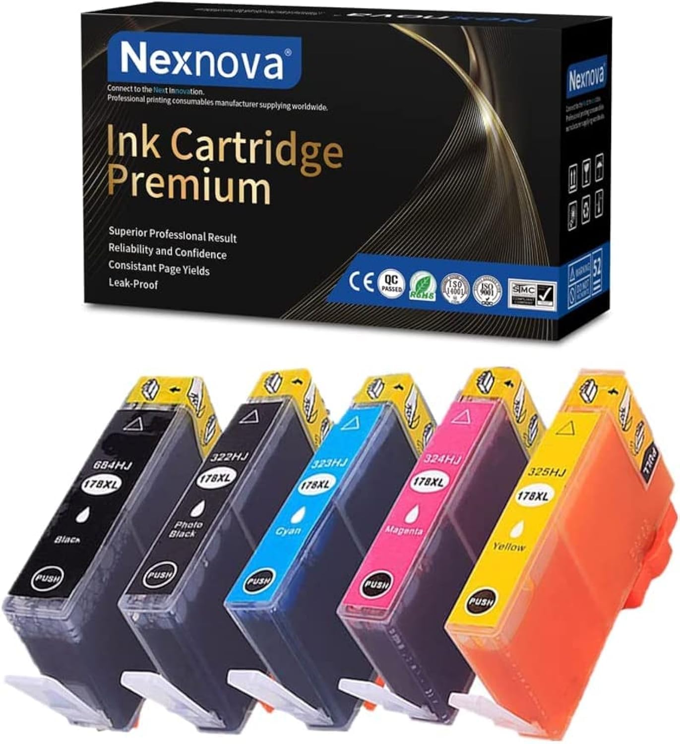 NexNova® ink 178XL for HP High Yield (5-Pack) 178 XL Ink Cartridge for HP Photosmart