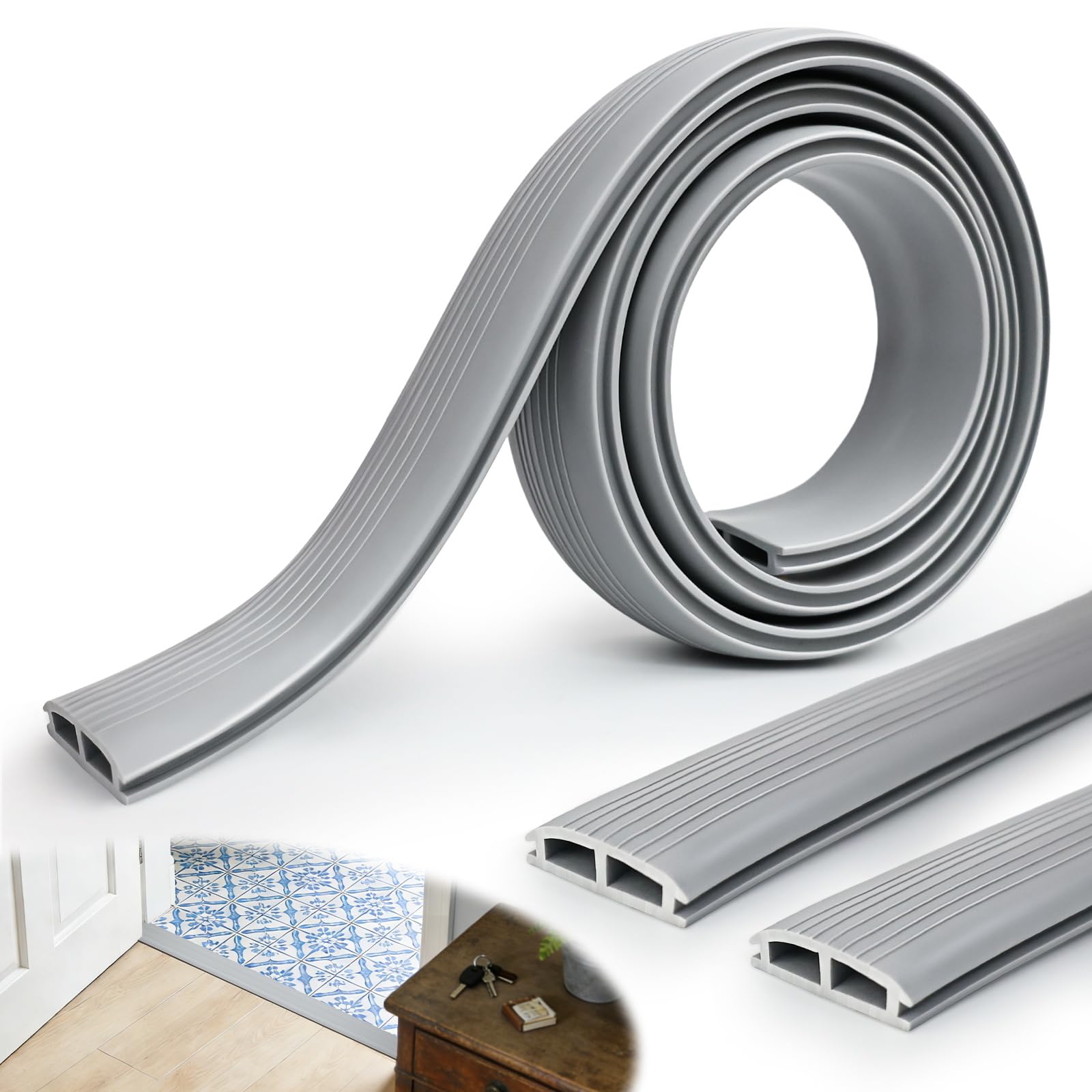 Photo 1 of 2 Pcs 36 Inch Vinyl Replacement Door Draft Stopper for Adjustable Height Aluminum Thresholds?Front Under Door Weather Stripping Seal