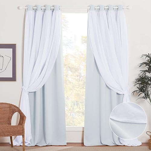 NICETOWN Cortinas extra largas de doble capa para mezclar y combinar con vestidor, cortinas opacas con bloqueo de luz, paneles de cortina para