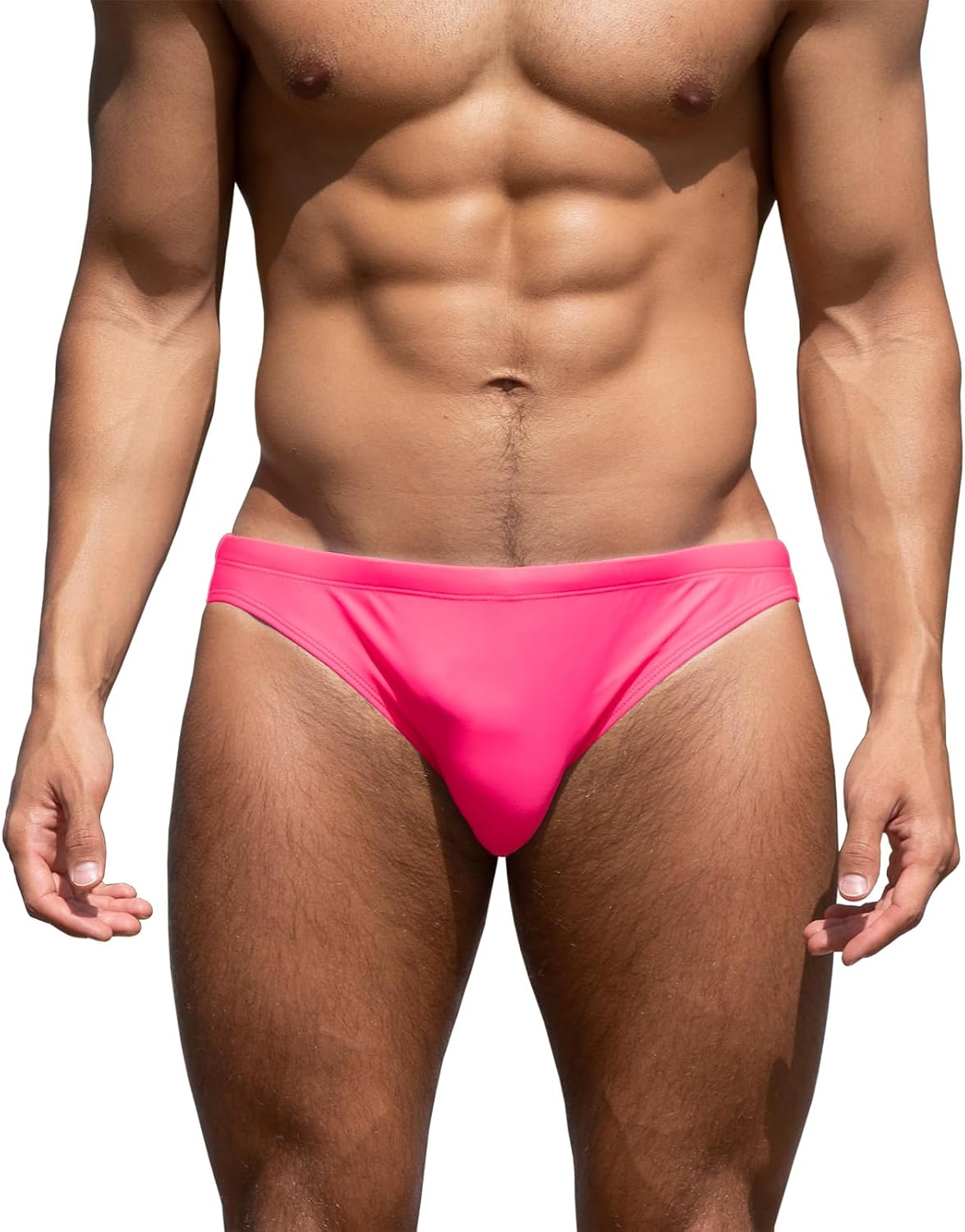 YUZHOU Mens Bikini Swimwear Low Rise Swim Briefs Solid Bathing Suit Sexy Swimsuit with Elastic Drawstring