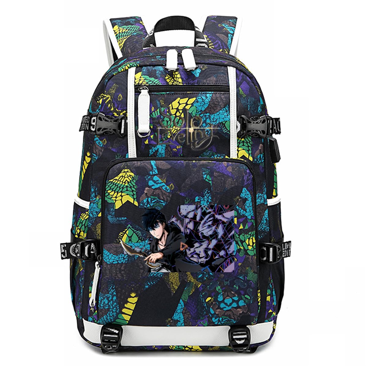 ISaikoy Anime Solo Leveling Backpack Daypack Bookbag Laptop School Bag with USB Charging Port 12