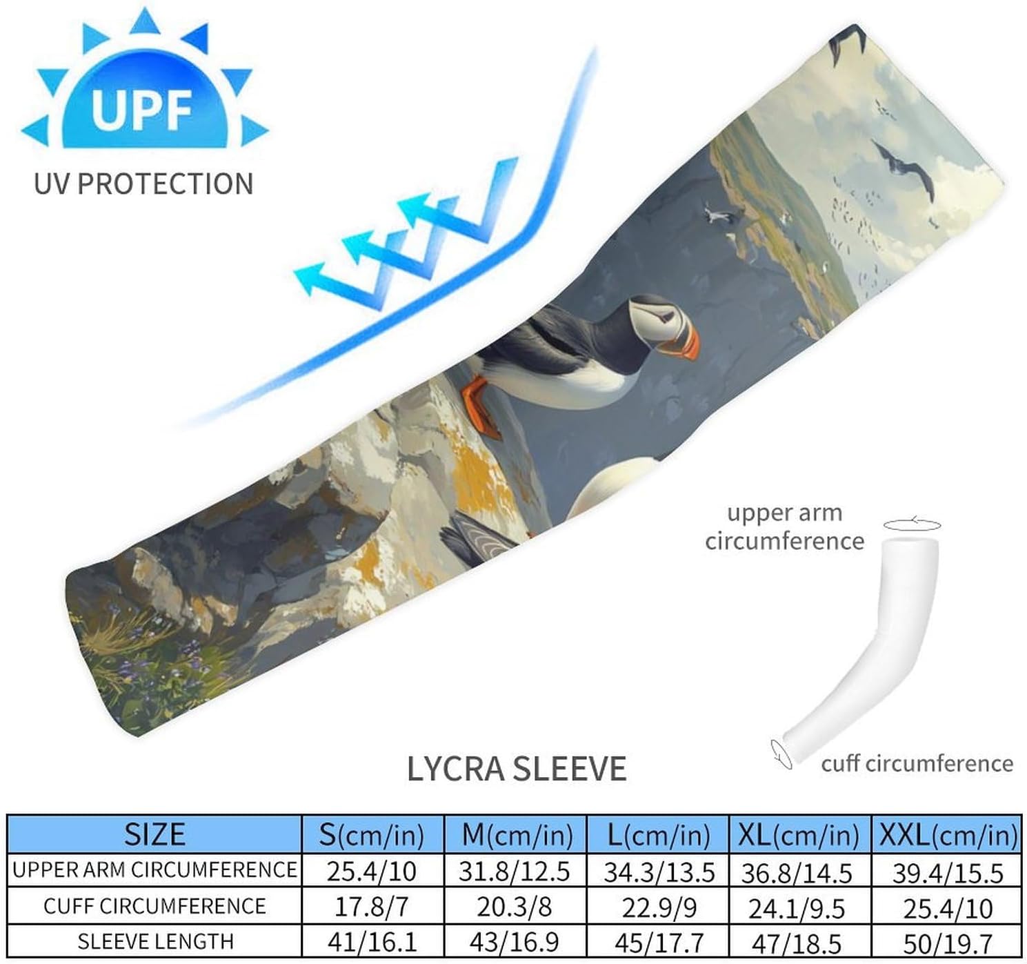 Sea Birds Island Seaside Arm Sleeves Cooling Sun Protection Sports Compression for Golf Basketball