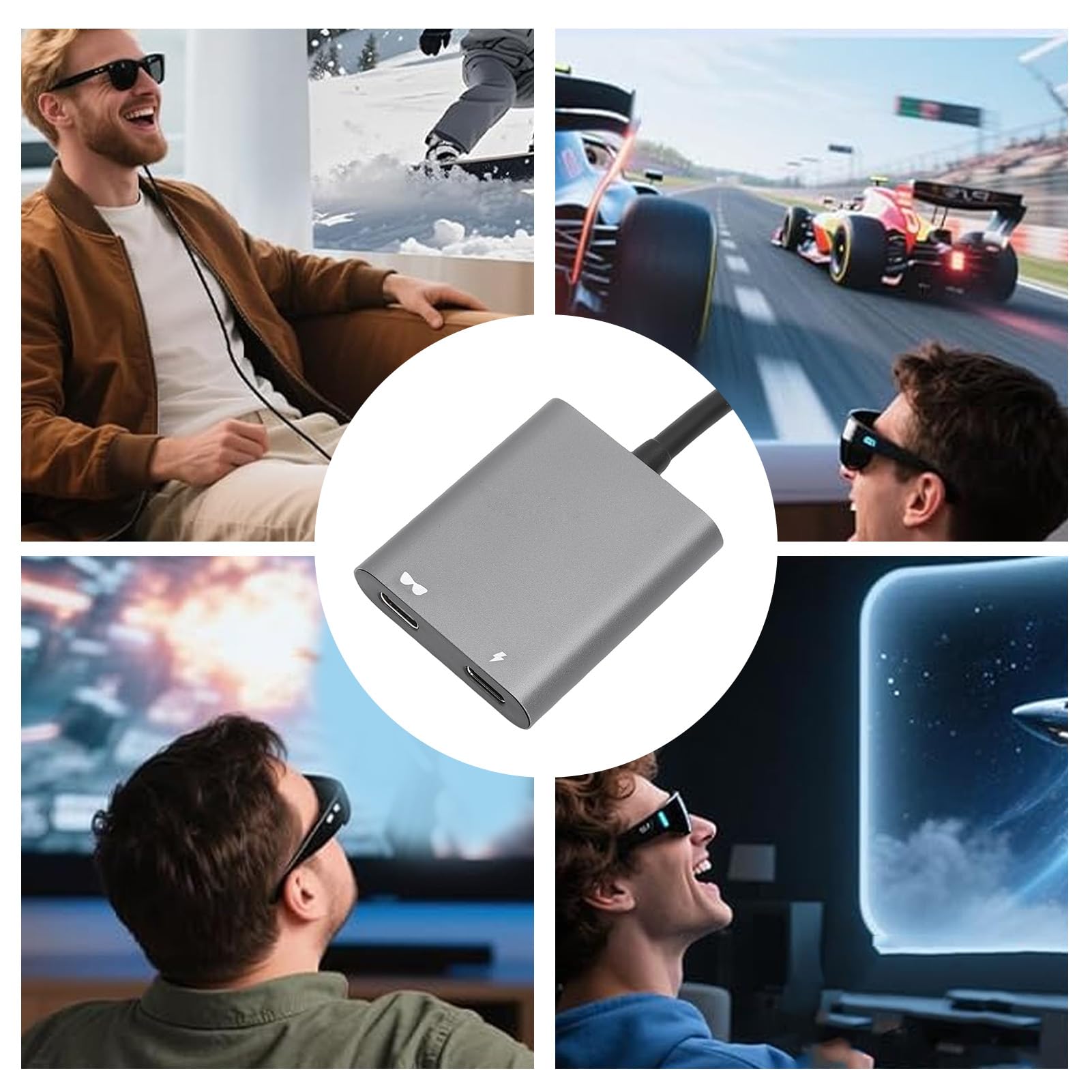 LICAEVEY Adattatore da Interfaccia Multimediale HD a USB C, Trasmissione Audio Video 4K 60Hz, Alimentatore PD 100W, Plug and Play per Telefono Portatile con Occhiali AR