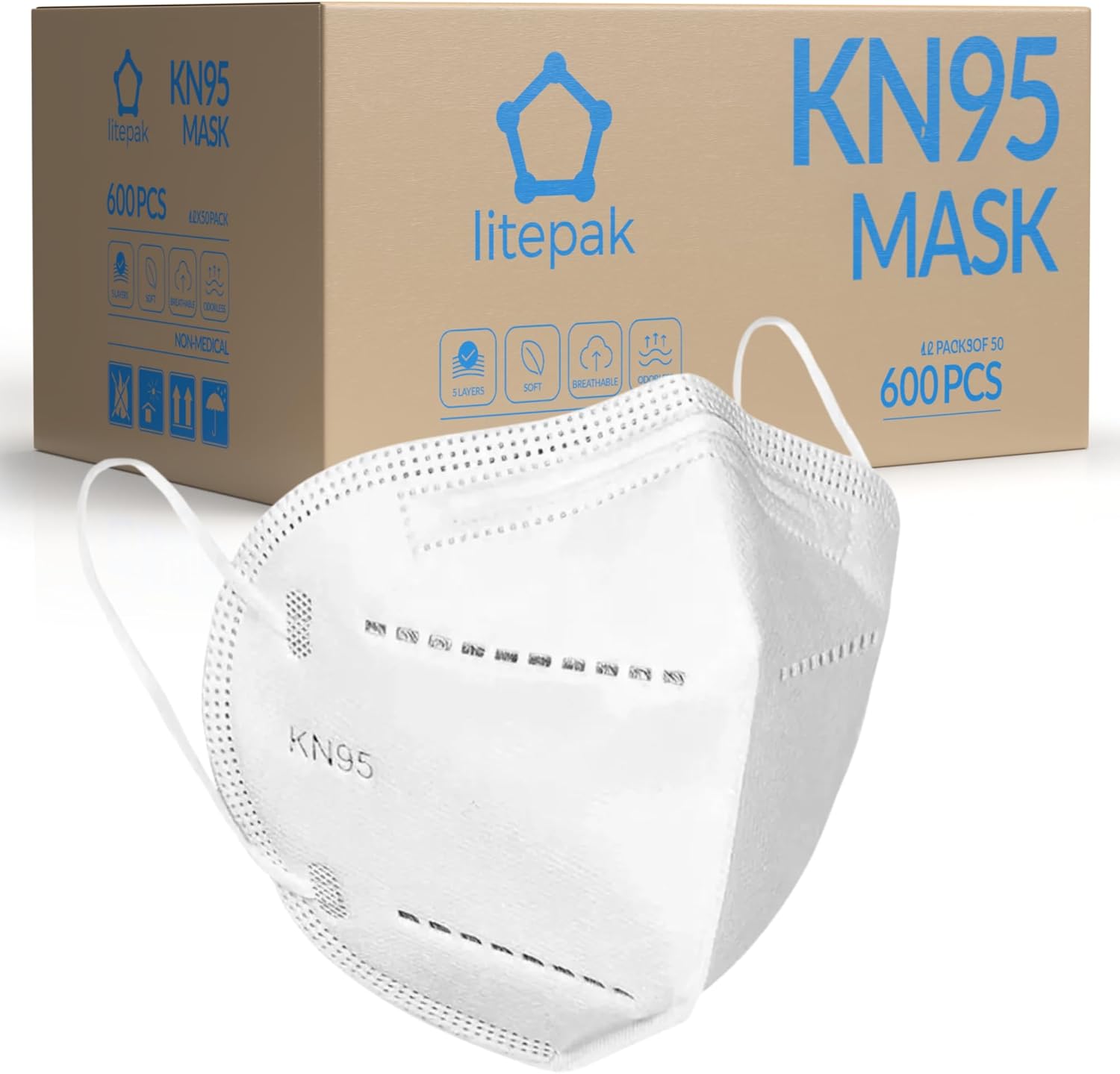 KN95 Mask 5-layer disposable respirator for adults