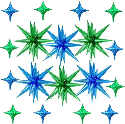 Miniatura 11 de 18 globos de estrella rojos, verdes y dorados, globos de aluminio de estrellas de Navidad con 6 globos de estrella en explosión de 22 pulgadas, 12