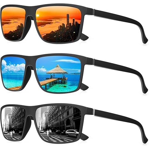 Polarized Sunglasses for Men Rectangular Frame Men's Polarized Sunglasses Sports Sunglasses with UV400 Protection