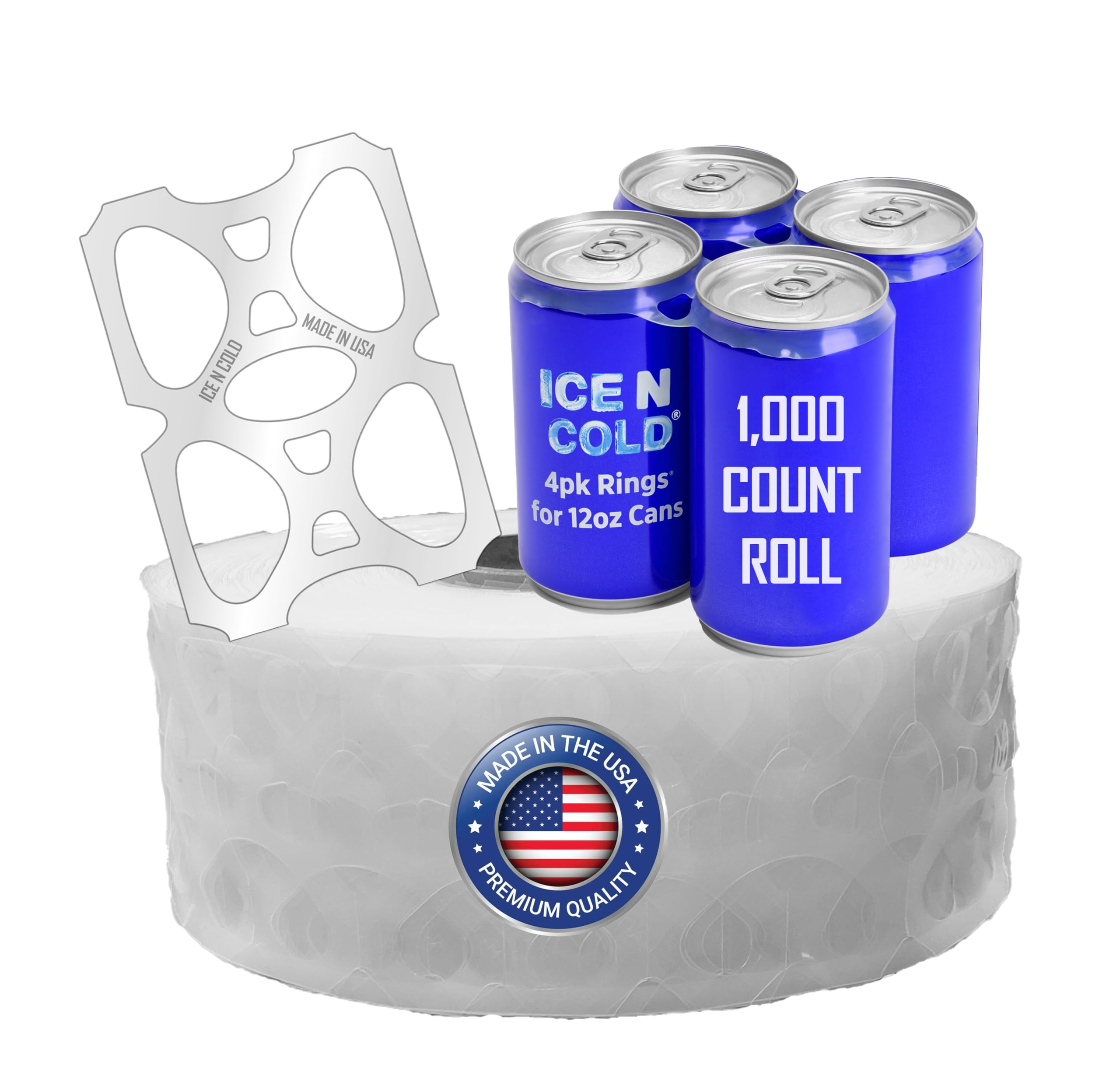 4-Pack Rings (1000ct Roll) Universal Fit - Fits all 12oz Beer/Soda Cans | FAST SAME DAY SHIPPING