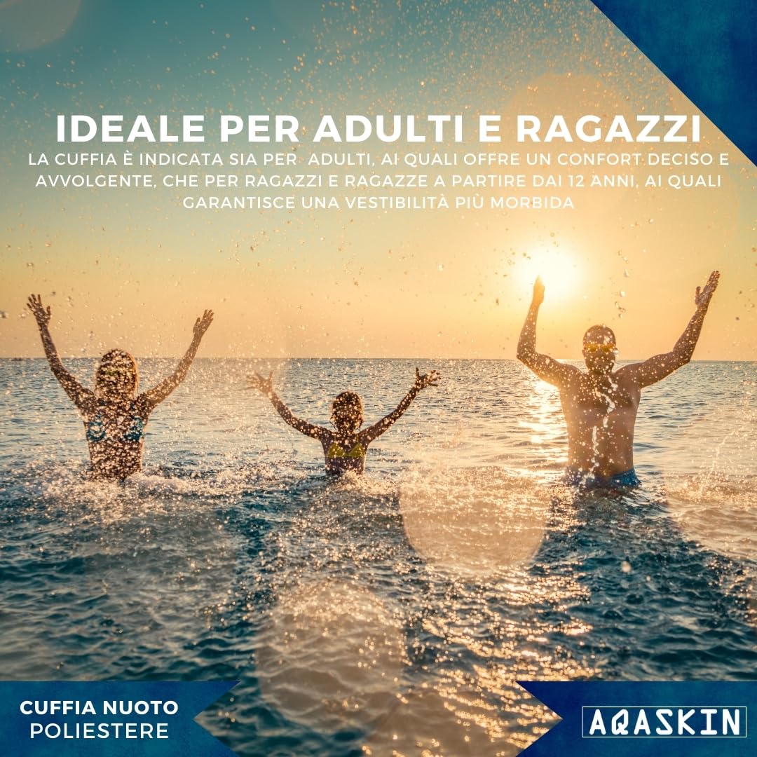 Cuffie Nuoto Professionali in POLIESTERE - SCONTI QUANTITÁ - Cuffia Piscina Poliestere Unisex, Cuffie Acquagym per Adulti e Ragazzi.