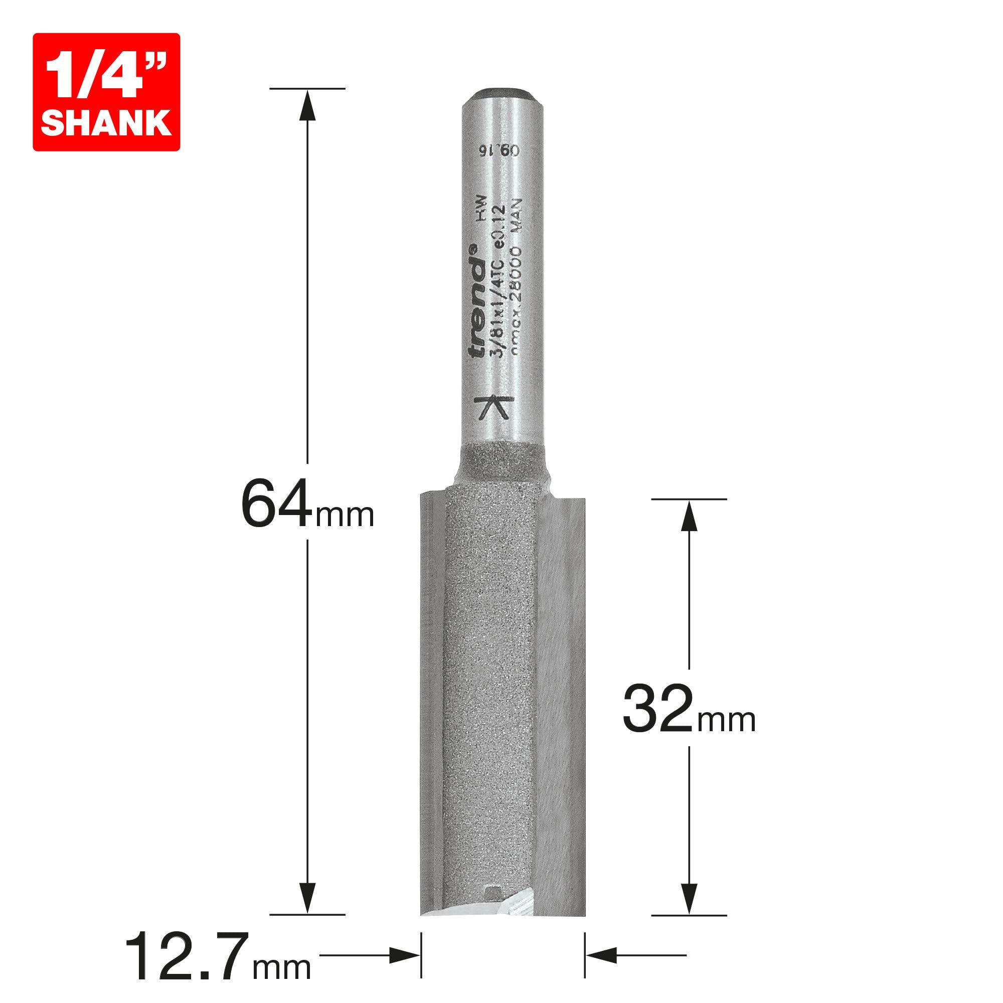 Trend Fresa recta 2 flautas TCT Ø12,7 mm vástago 1/4"
