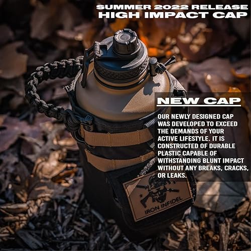 Miniatura 3 de Iron Infidel Battle Bottle - Botella de agua aislada de medio galón con mango de paracaídas, jarra de agua grande de acero inoxidable de 64 onzas
