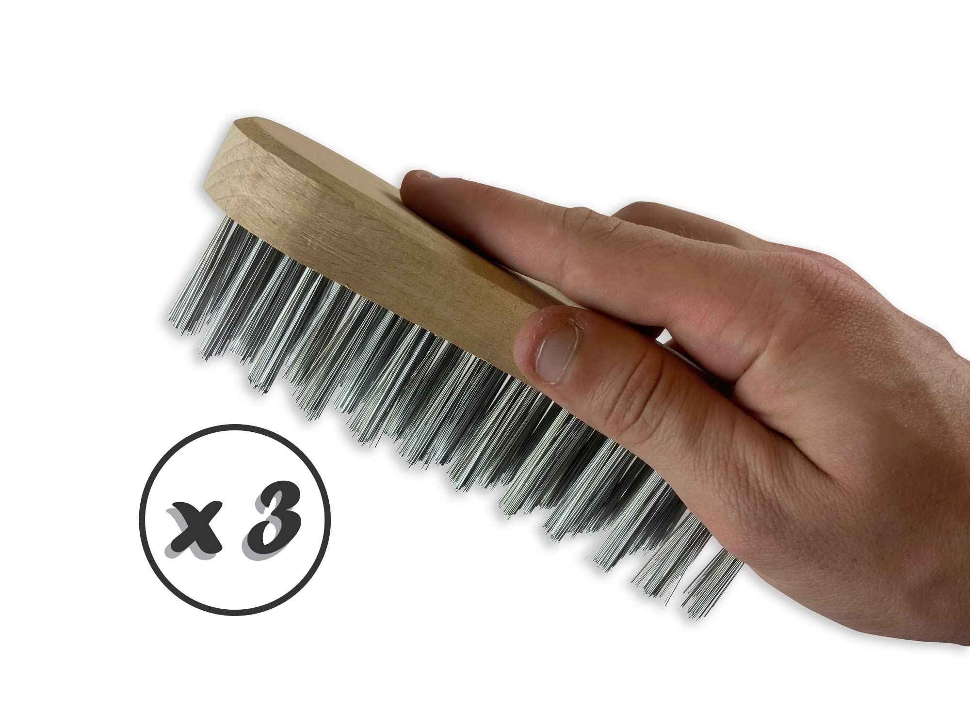 Kibros Lot 3 brosses à main violon fil inox rond lisse HD