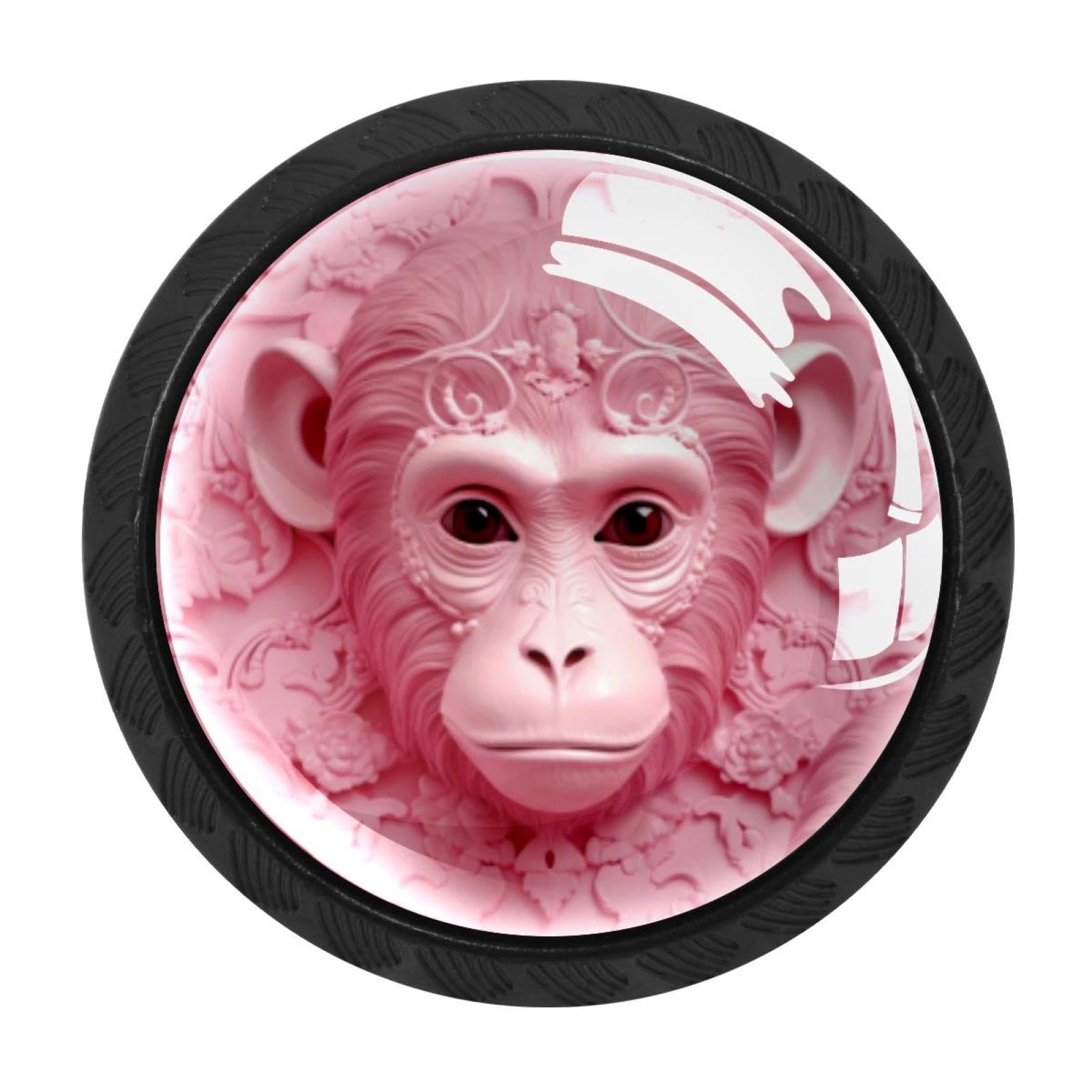 Chenzzzz Multicolored 06 4 Pack Black Cabinet Pulls Pink Monkey Orangutan Kitchen Cabinet Handles For Bathroom Drawer Pulls Dresser Knobs