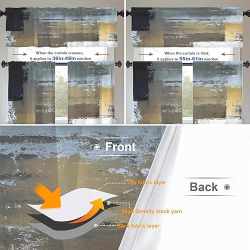 Miniatura 497 de Cenefas de cocina modernas con patrón de cobre marrón dorado para ventanas, cenefas opacas abstractas de marcas de arañazos y cortinas opacas