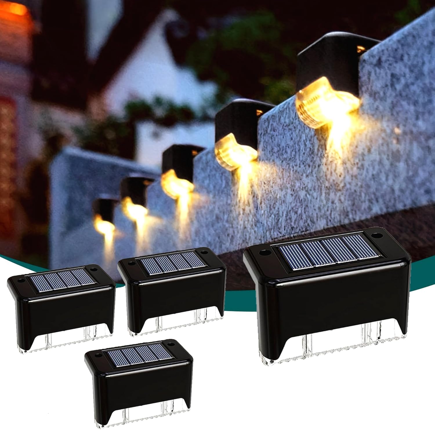Solar Deck Railing Light | Outdoor Waterproof LED Fence & Balcony Light | Warm Golden Glow 3000K | Auto Night Sensor | for Terrace, Garden Wall, Staircase, Porch | Pack of 12-image-37
